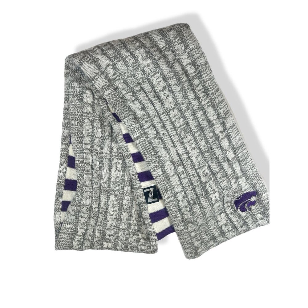 Kansas State University Wildcats Cable Knit Scarf Pocket Zoozatz Reversible
